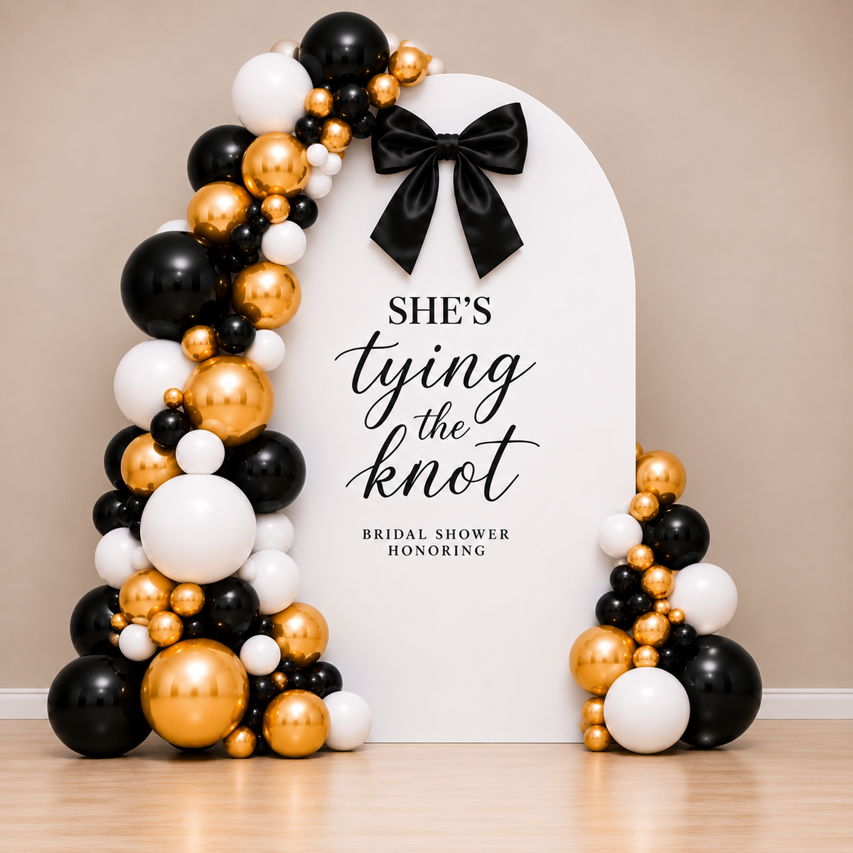 Tying the Knot Themed Arch Wall with Balloon Garland