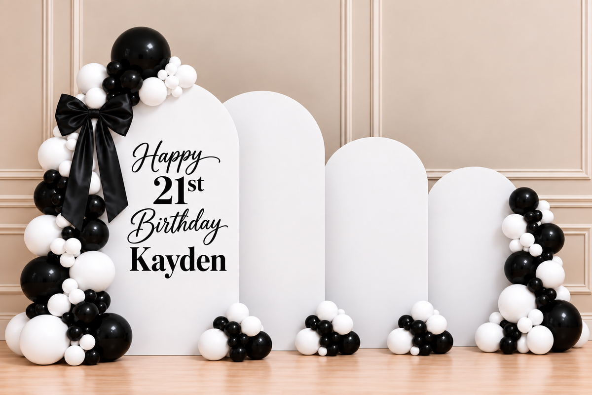 Ribbon Themed Balloon Arch