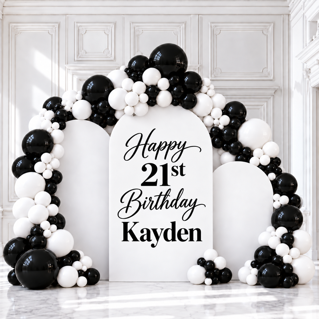 Ribbon Themed Balloon Arch