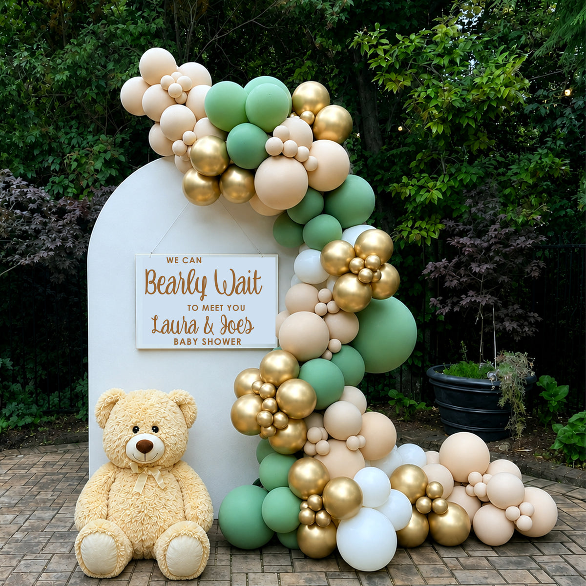 We Can Bearly Wait Themed Balloon Wall