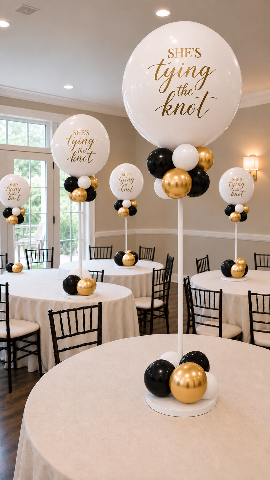 Tying the Knot Themed Balloon Centerpieces- Set of 4